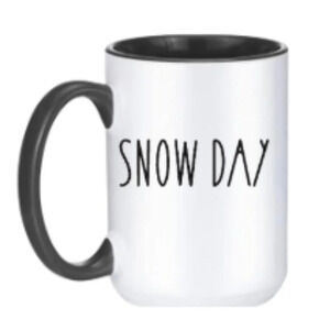"Snow Day" ❄️ Black & White Mug – 15oz Ceramic
